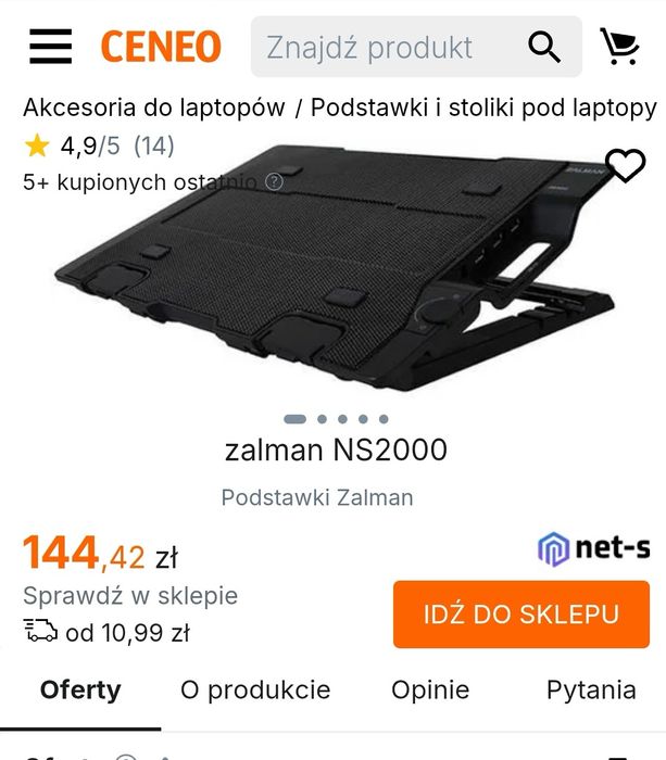 Podstawka chłodząca do laptopa Zalman ZM-NS2000