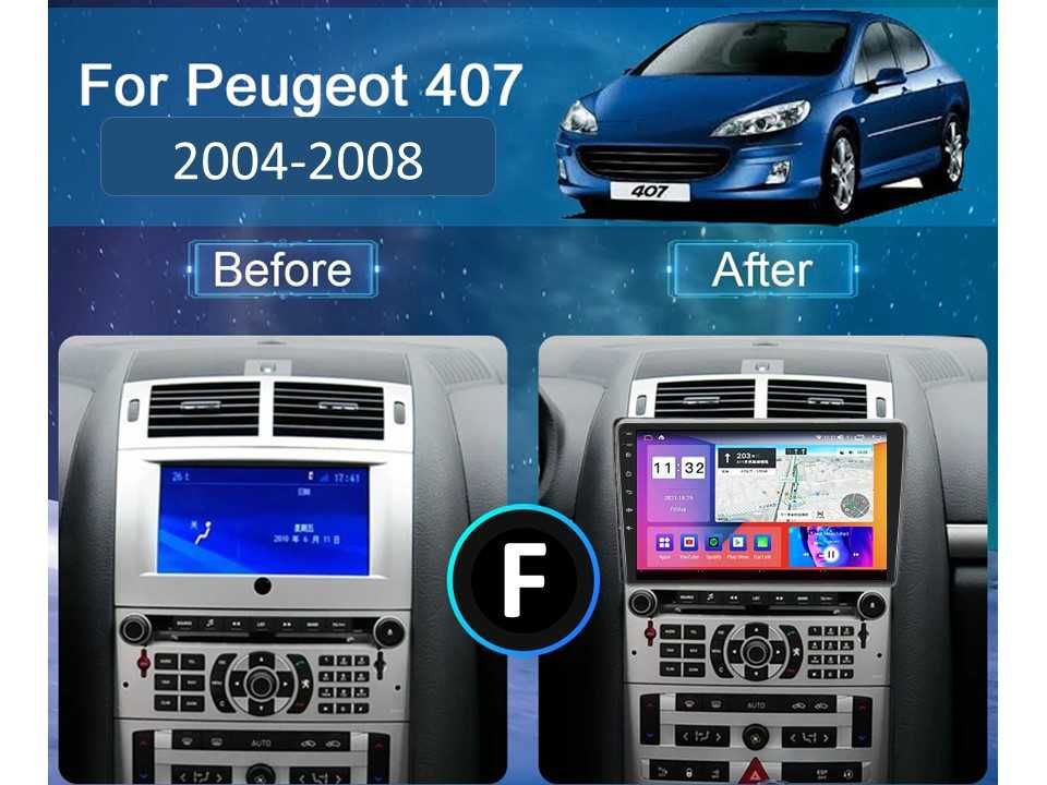 Radio samochodowe Android Peugeot 407 (9", silver) 2004.-2008