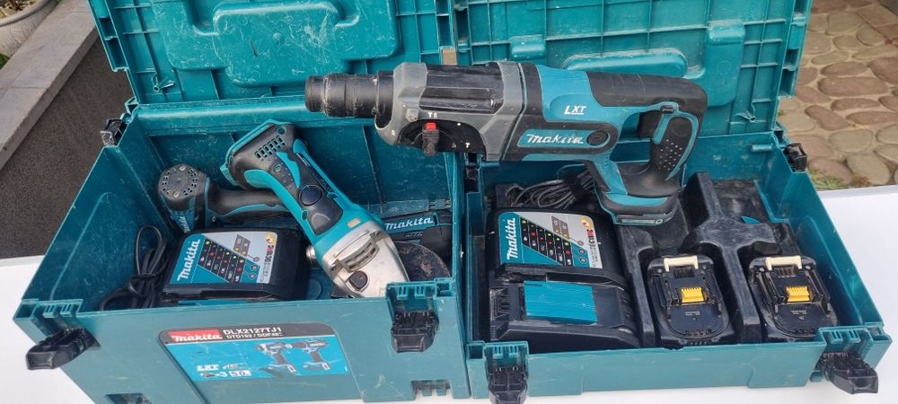 Zestaw Makita Lxt 18v 2xWkretarka+szlifierka+2 aku+3ładowarki+2skrzyn