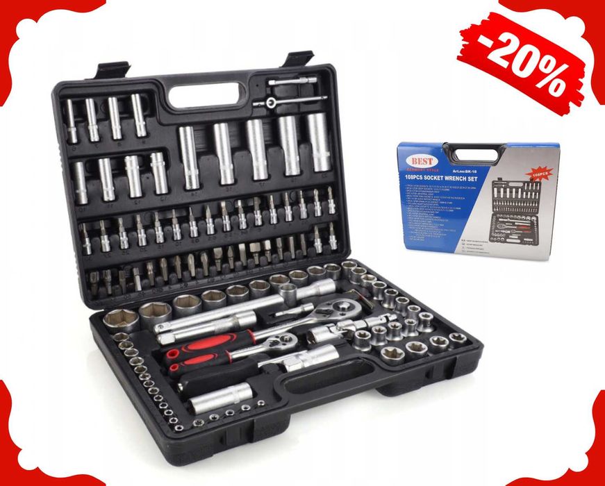 Nowoczesny Zestaw Kluczy Nasadowych Klucze Nasadowe Bity Nasadki -20%