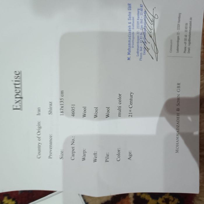 Tapete do Irão com certificado