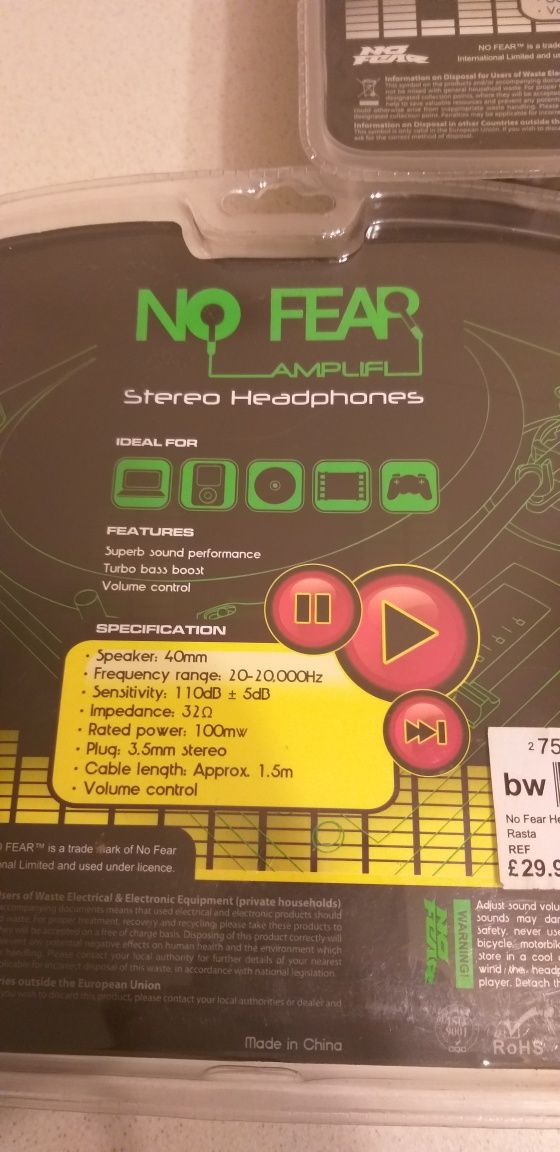 Słuchawki nauszne NoFear stereo 40mm