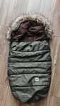 BEZTROSKA Śpiworek zimowy rozmiar 6-24m KHAKI z futrem z mufką