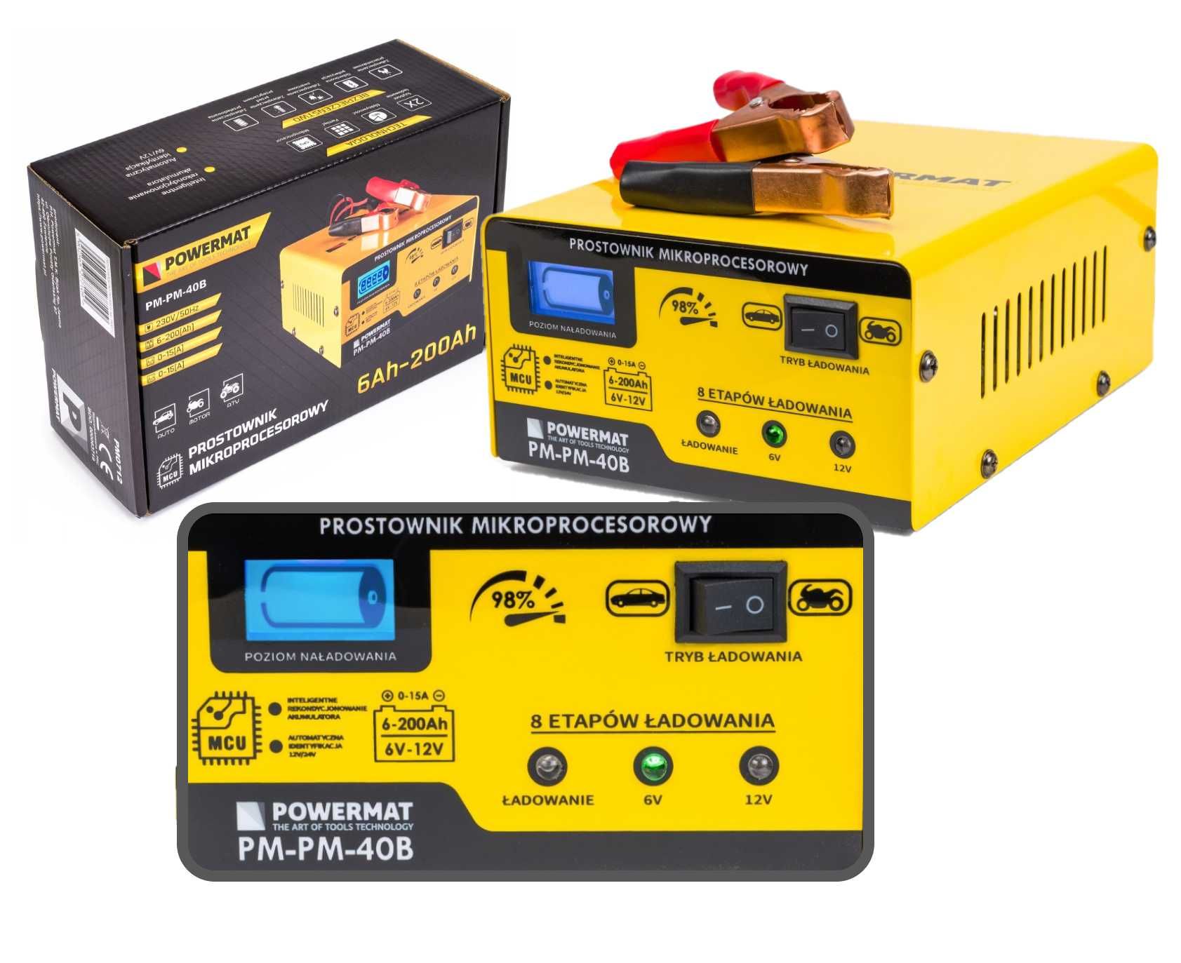 Prostownik samochodowy MIKROPROCESOROWY akumulatorowy 6V / 12V