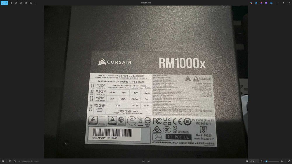 Corsair RMx Series RM1000x Atx 3.1
