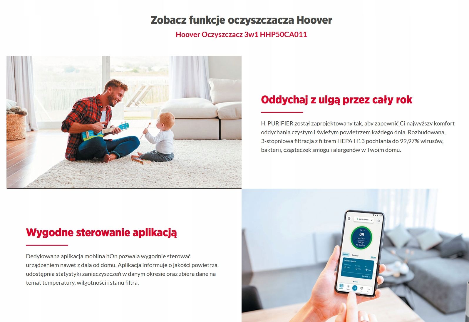 Nowy Oczyszczacz Powietrza Hoover H-PURIFIER 500