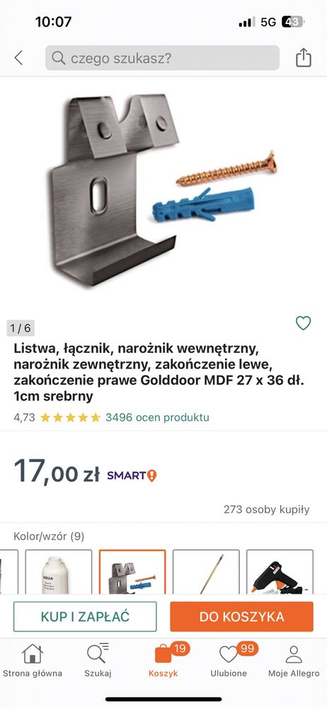 Klipsy montażowe do listw MDF 5 paczek