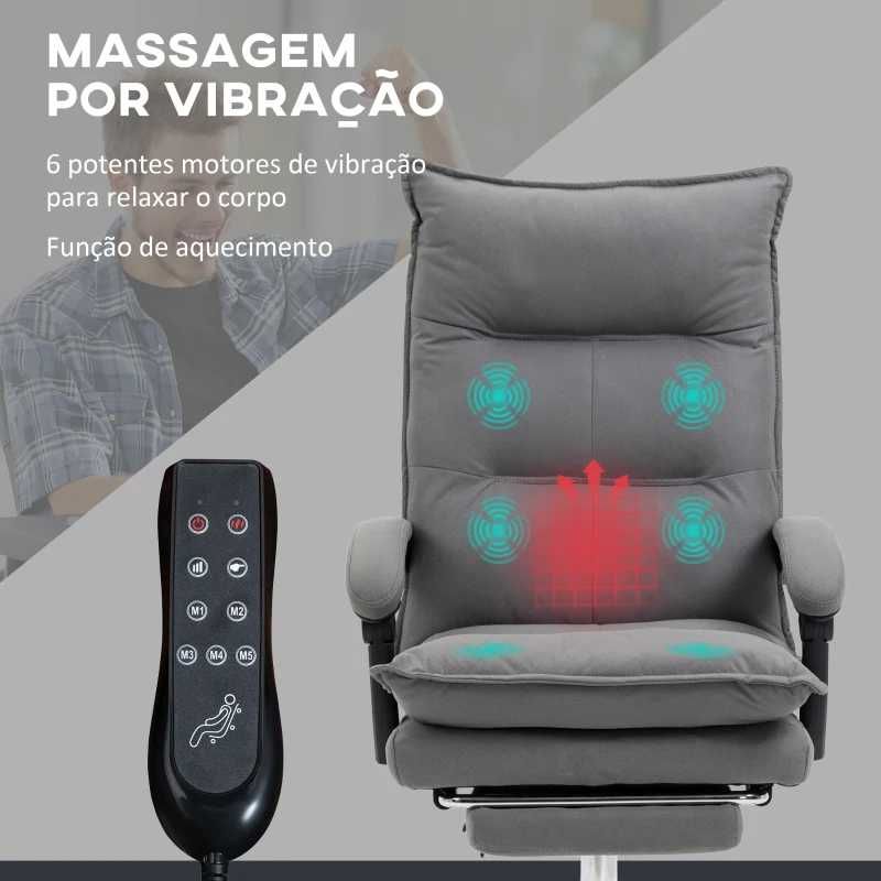 Cadeira de Escritório com Massagem e Aquecimento, Cinzento