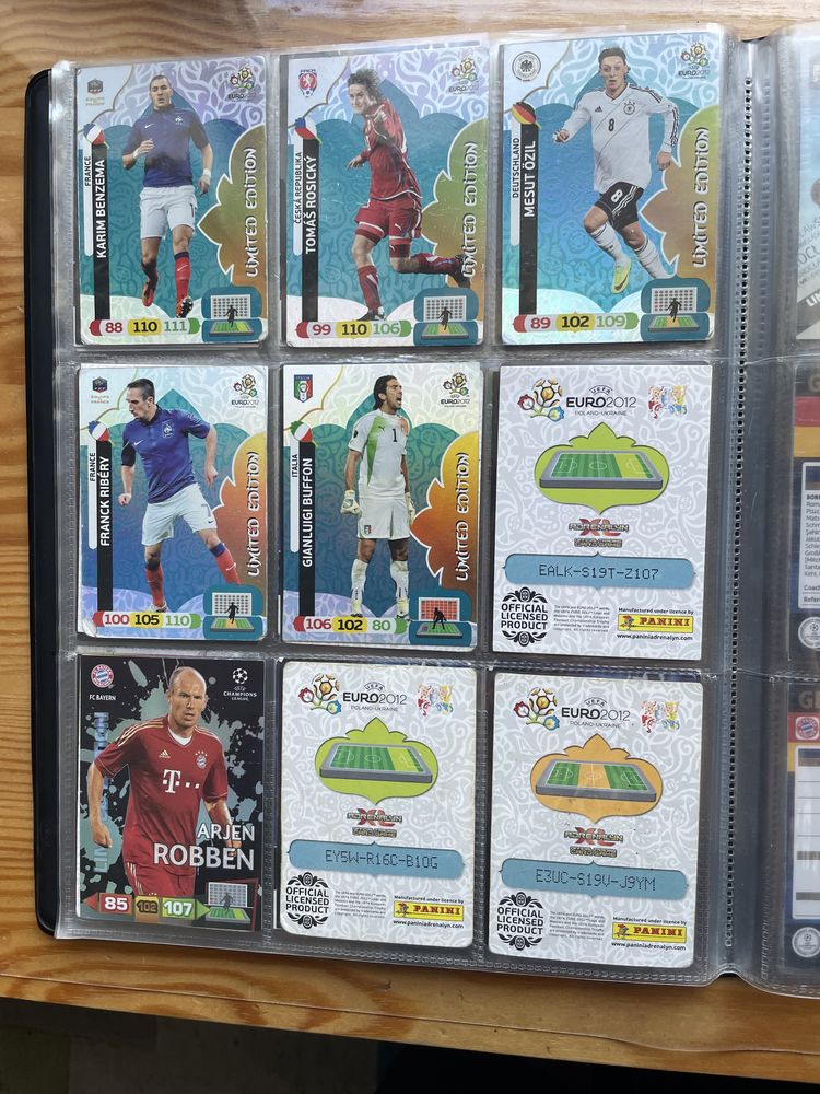 Karty limited edition Panini Euro 2012, RPA 2010, WC Brasil 2014, CL