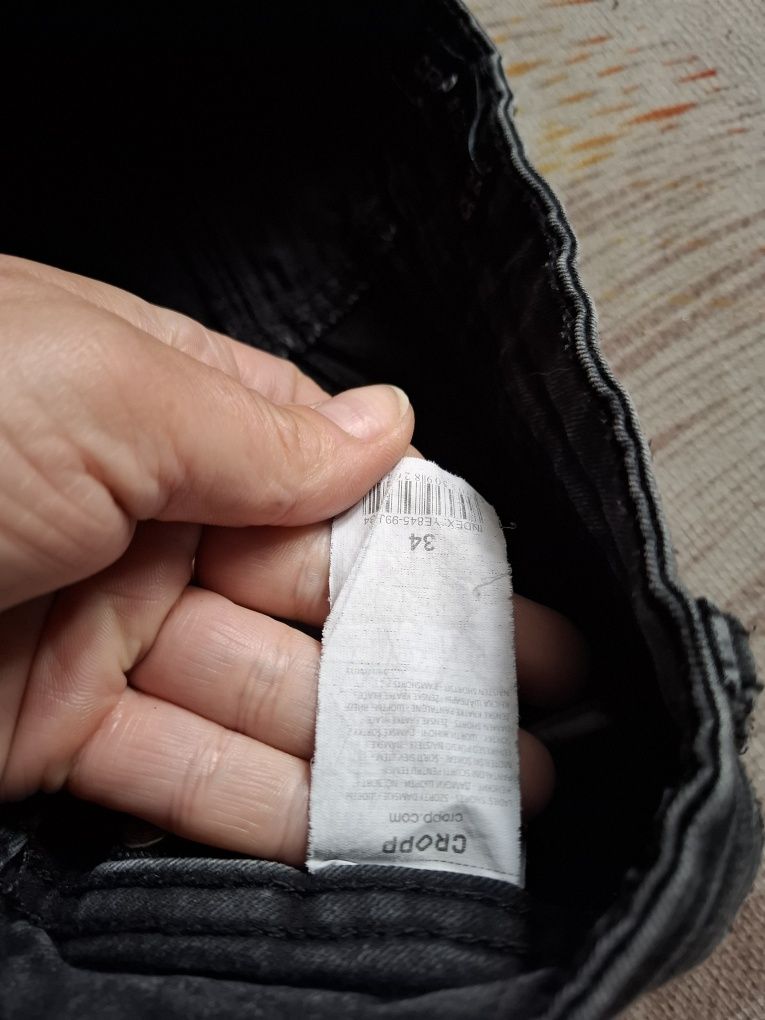 Cropp Denim rozm.34 XS krótkie spodenki jeansowe czarne wysoki stan