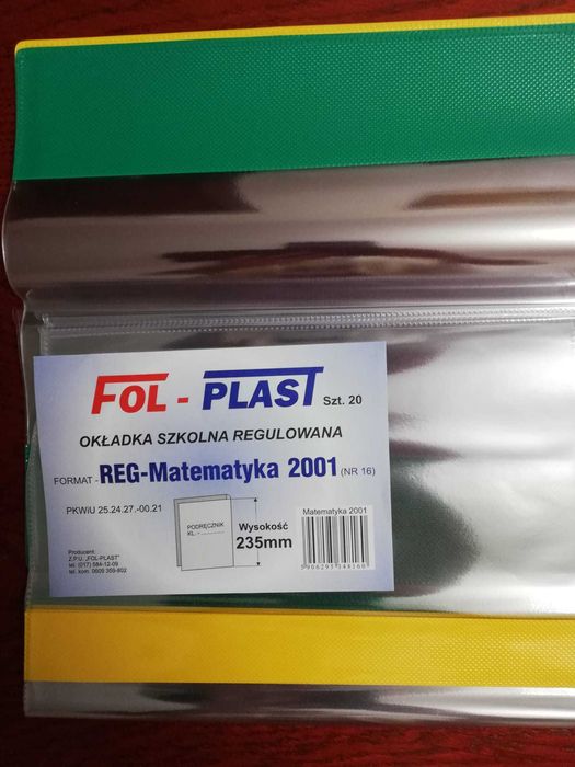 Okładka plastikowa regulowana wysokość 23,5 cm szer. do 40 cm 8 sztuk