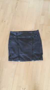 Zara Szara spódnica z jeansu z wyższym stanem z suwakami z przodu r.40