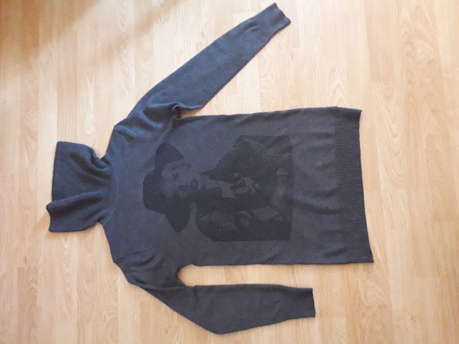 Tunika grafitowa obszerny golf M, dł. 76 cm do leginsów, jazdy konno