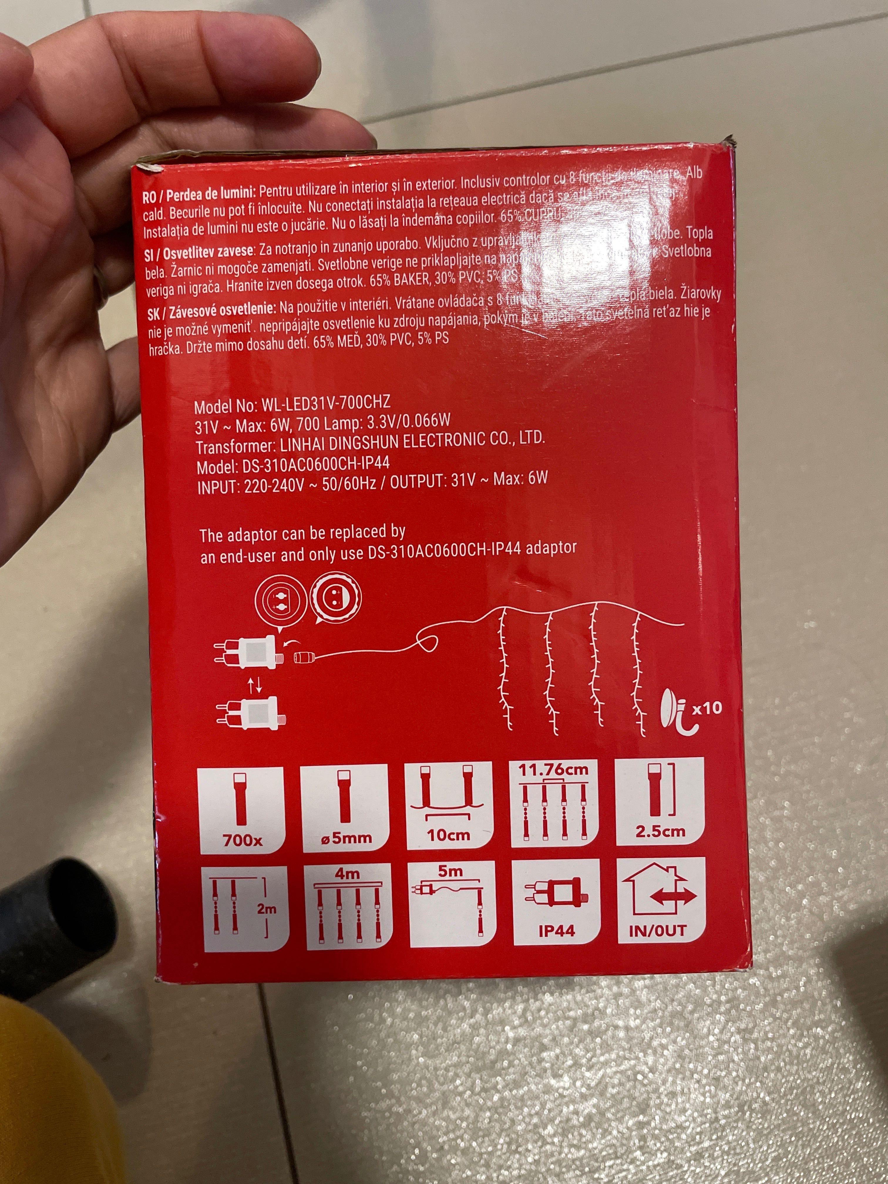 Kurtyna świetlna lampki 700 LED 400x200 zewnętrzna girlanda