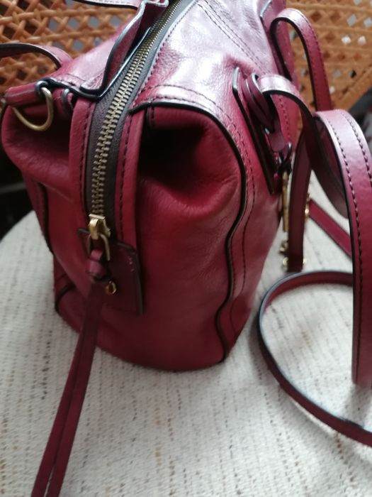 Torebka damska firmy Fossil - skóra naturalna - bordowa
