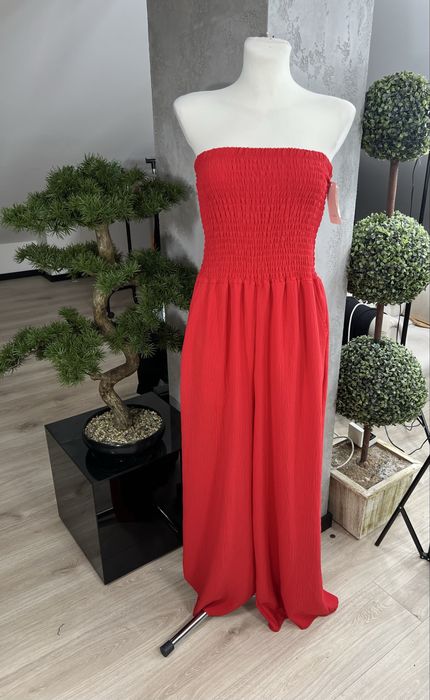 Kombinezon czarwony szeroka nogawka