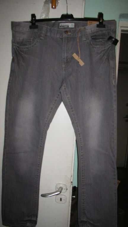 szare spodnie dżinsowe nowe roz.56 pas do 120cm
