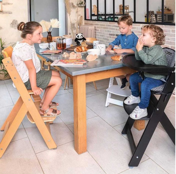 Drewniane krzesełko do karmienia, dla dzieci do 10 lat, solidne - O170