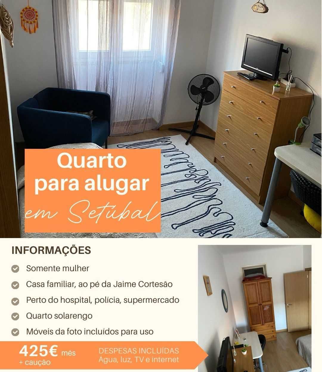 Quarto em Setúbal para arrendar