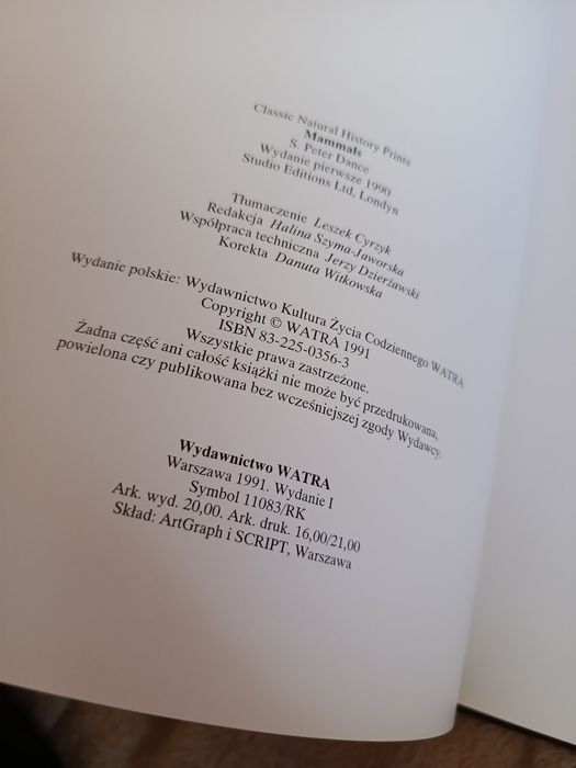 Historia Naturalna w Obrazach Ssaki twarda oprawa