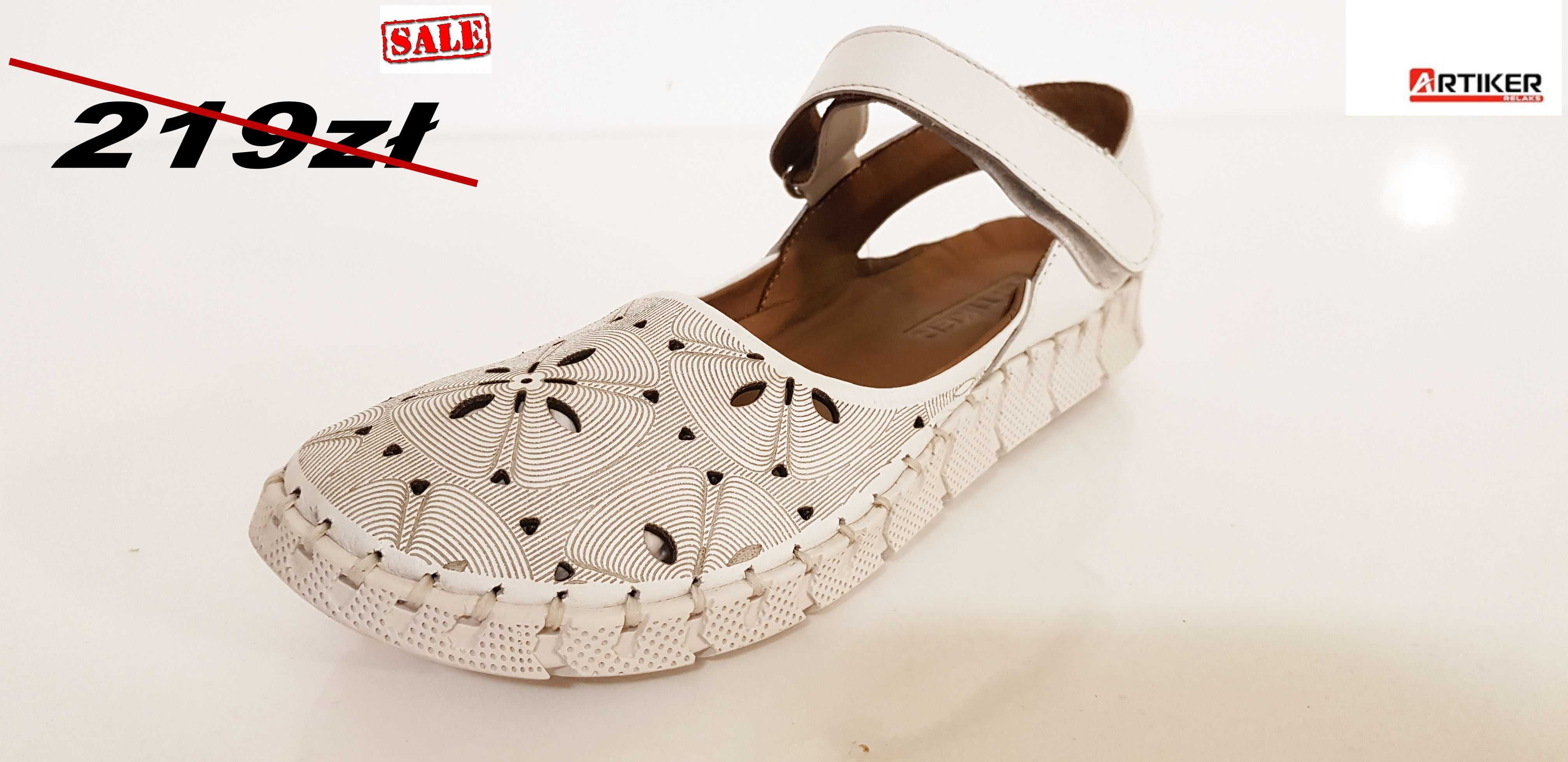 Sandały damskie ARTIKER 52C0765 skóra białe r. 36,37,38,40 SALE !!!