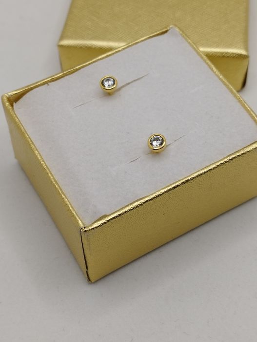 Złote kolczyki cyrkonia, złoto 333