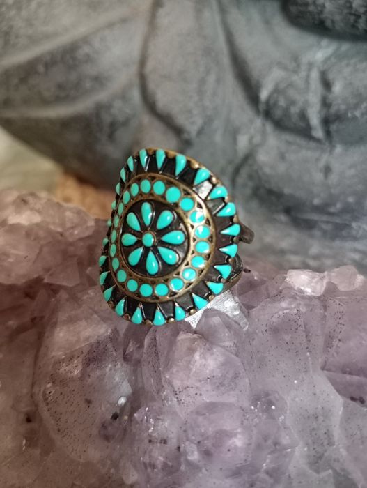 Каблучка, натуральна бирюза, Туніс, 16 розмір