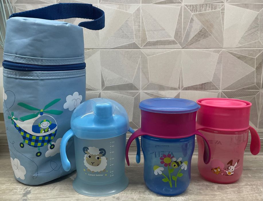 Сумка для бутылочки;бутылочка  canpol, fissman; непроливайка Avent