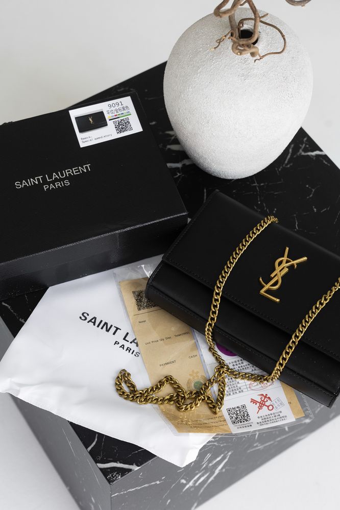 Сумка YSL Yves Saint Laurent шкіра | чорна | золота фурнітура