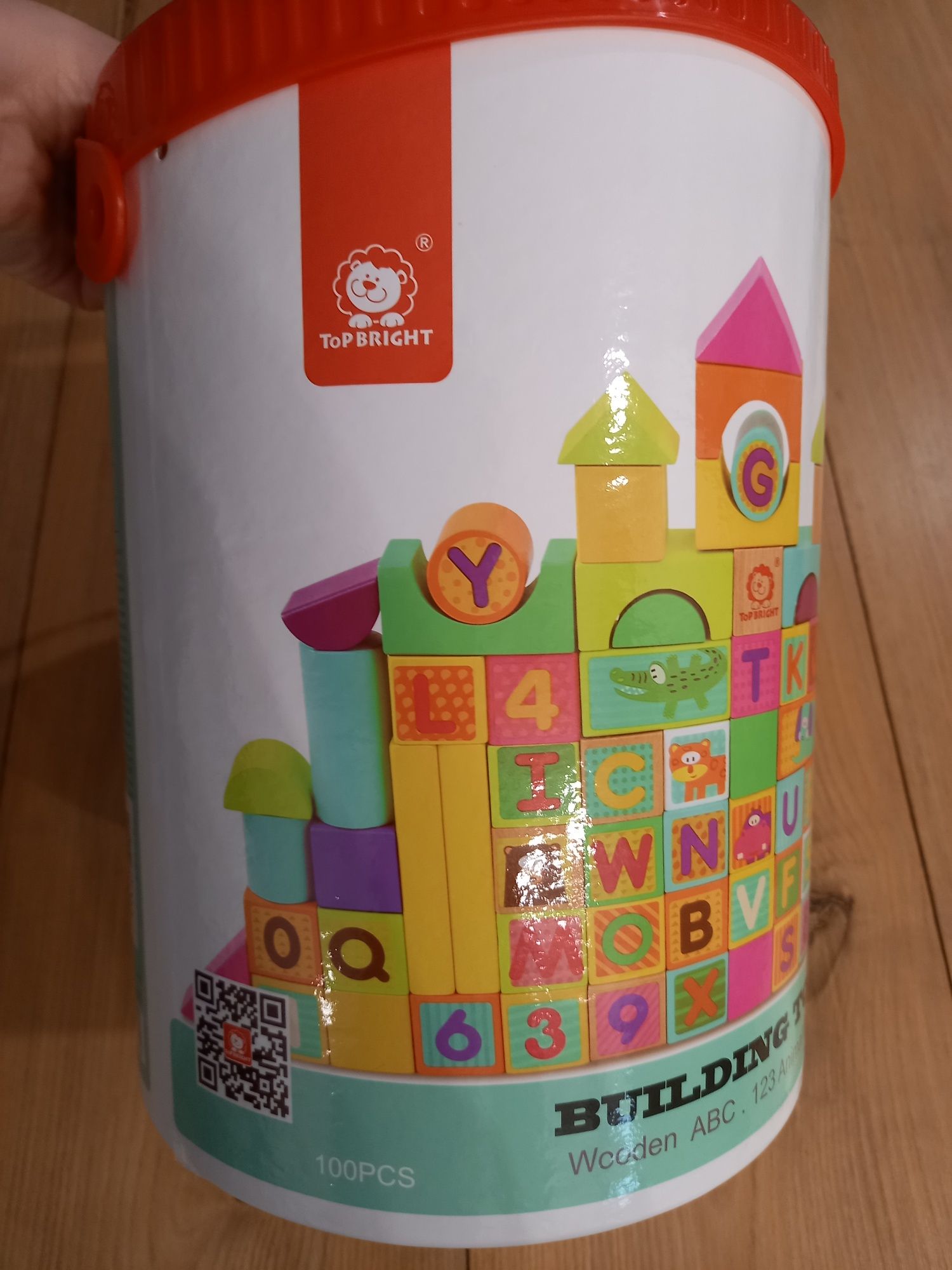 Kolorowe dewniane klocki jak nowe 99 el. literki, cyferki, zwierzątka