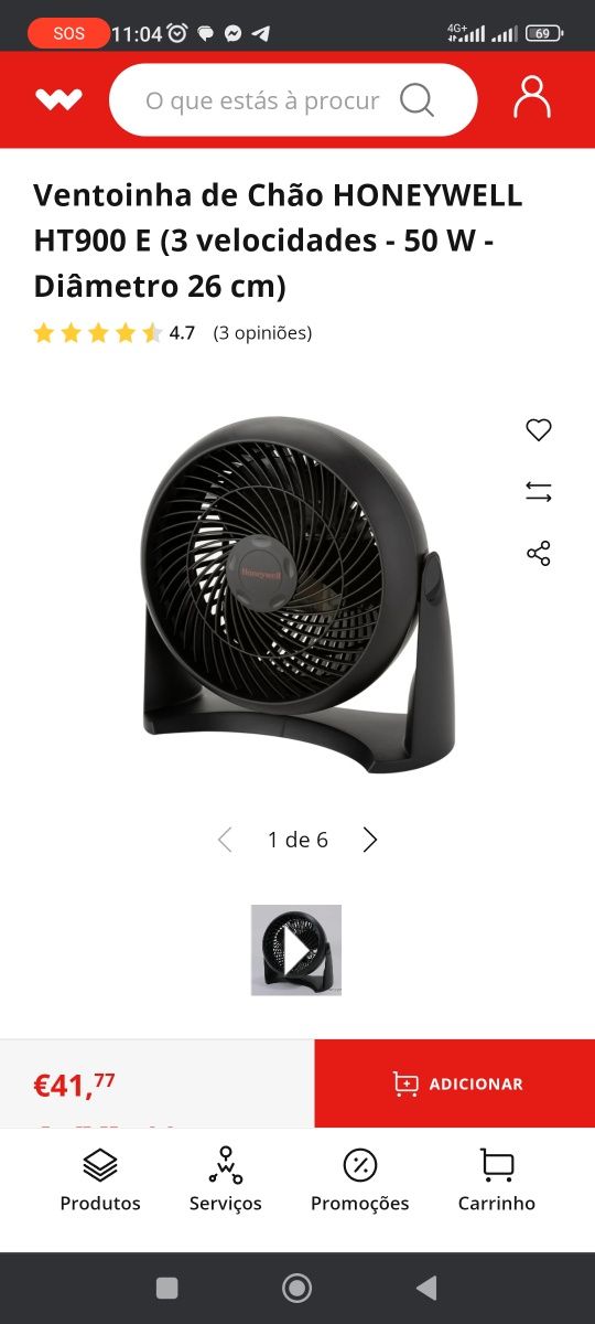 Vendo ventilador honeywell