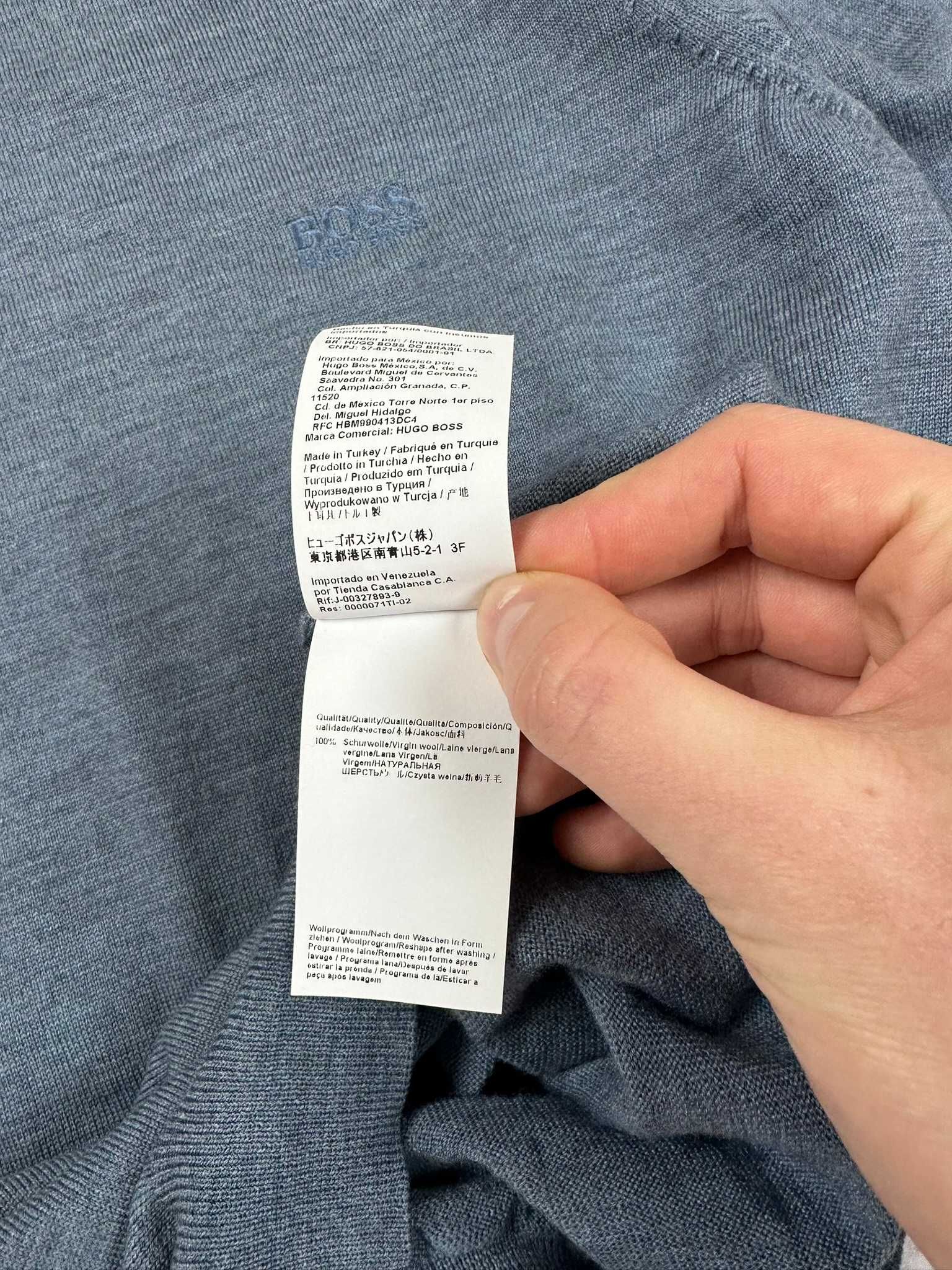 Sweter wełniany Hugo Boss merino męski elegancki r. M