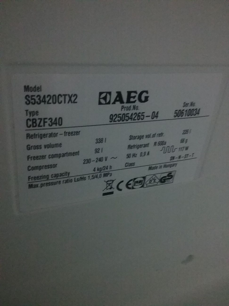 Frigorifico Combinado aeg