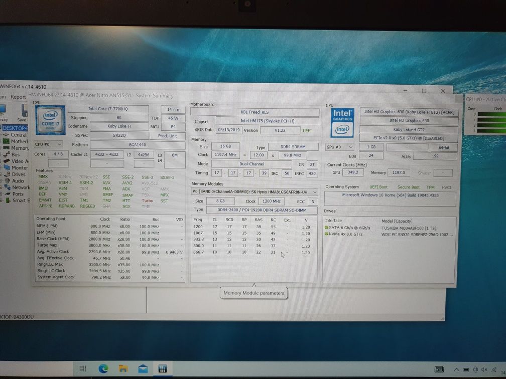 Laptop Acer Nitro 5 i7/ 16GB ram/ SSD/HDD/Nvidia GTX 1050