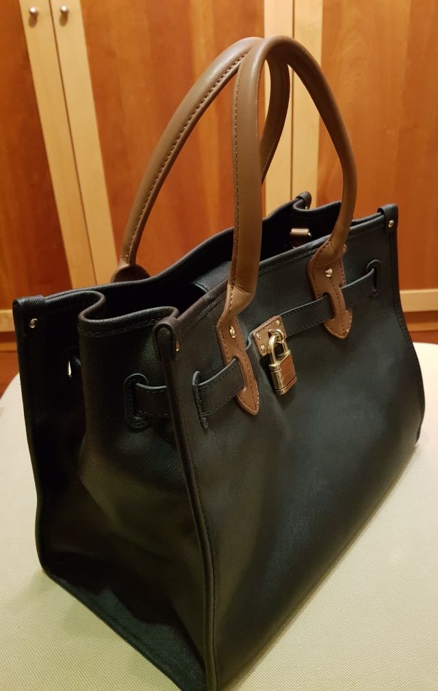 Mala tote preta e castanha TOMMY HILFIGER