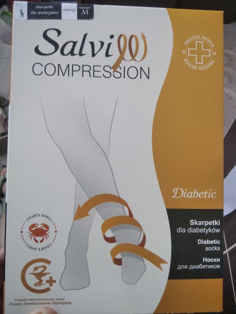 Nowe skarpetki dla diabetyków czarne Salvi compression M