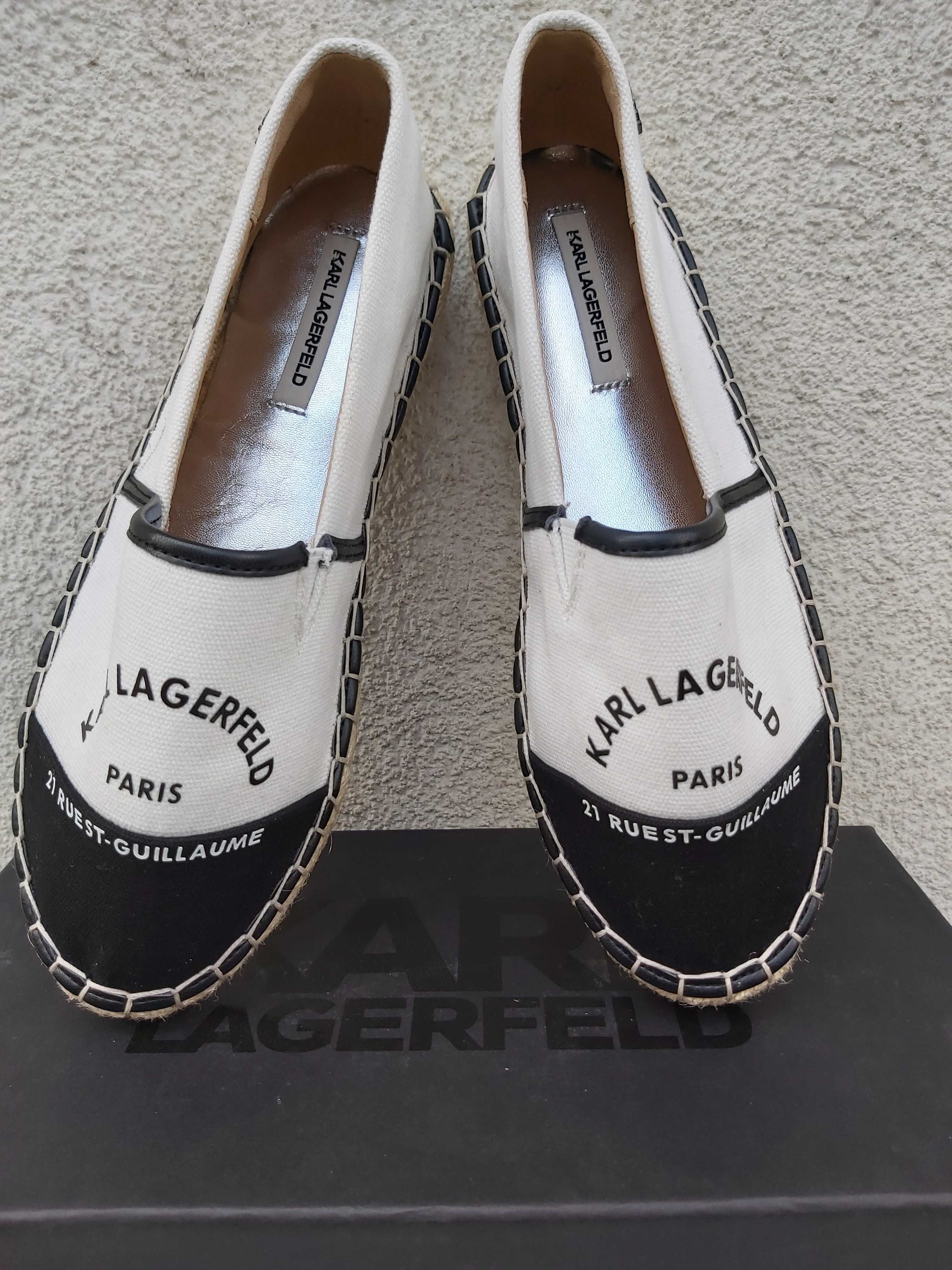 Nowe espadryle KARL LAGERFELD biale mokasyny trampki 37