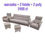 Zestaw wypoczynkowy REMEK , wersalka+2 fotele+2 pufy, dostawa cała PL