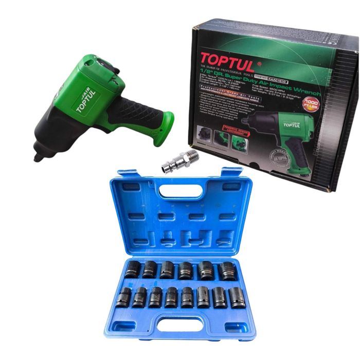 Комплект: гайковерт TOPTUL KAAC1610 + набір головок 14од. ZBtools