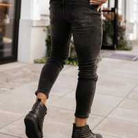 Spodnie męskie jeansowe olavoga Brandi M L XL czarne dziury