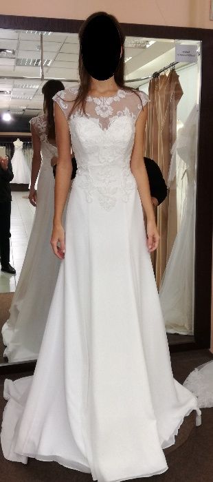 Suknia ślubna Nerita 34-36, 165cm, z długim trenem, welon