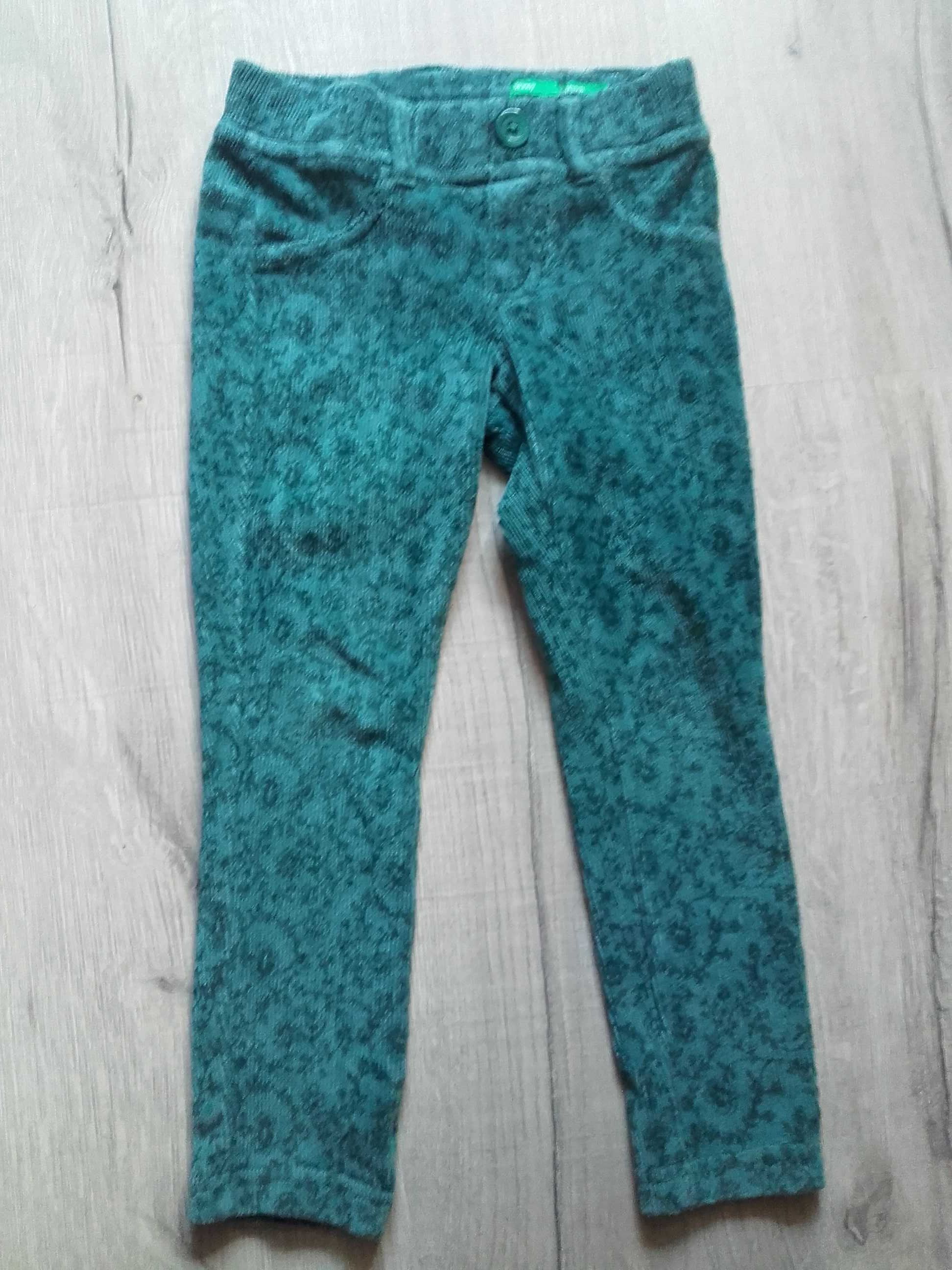 Spodnie/ legginsy BENETTON r. XXS 104 3-4 lata sztruks + bluzka gratis