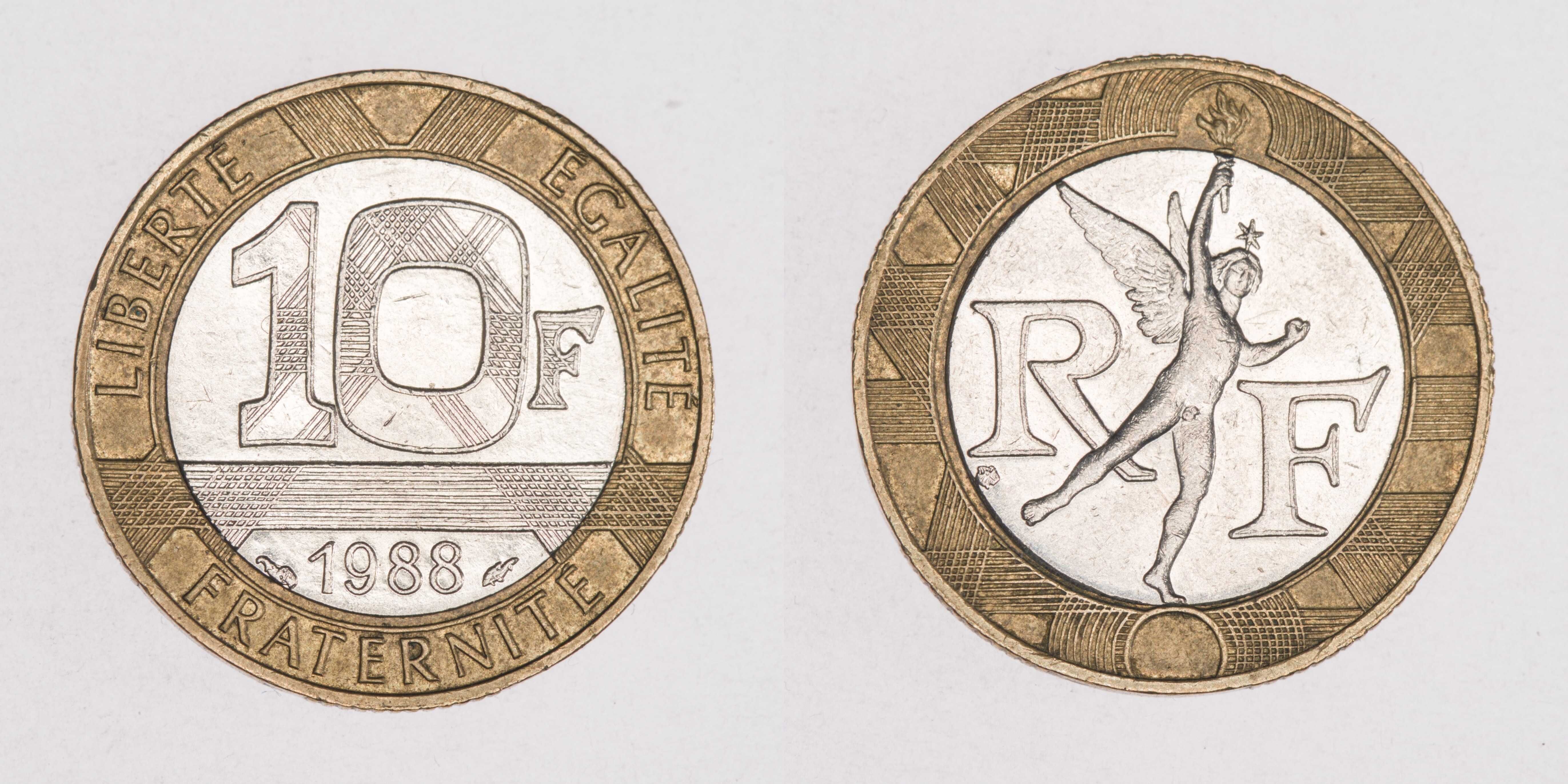 Francja - zestaw 100, 10 franków 50c 20c 10c 1c z lat 1957 - 1984