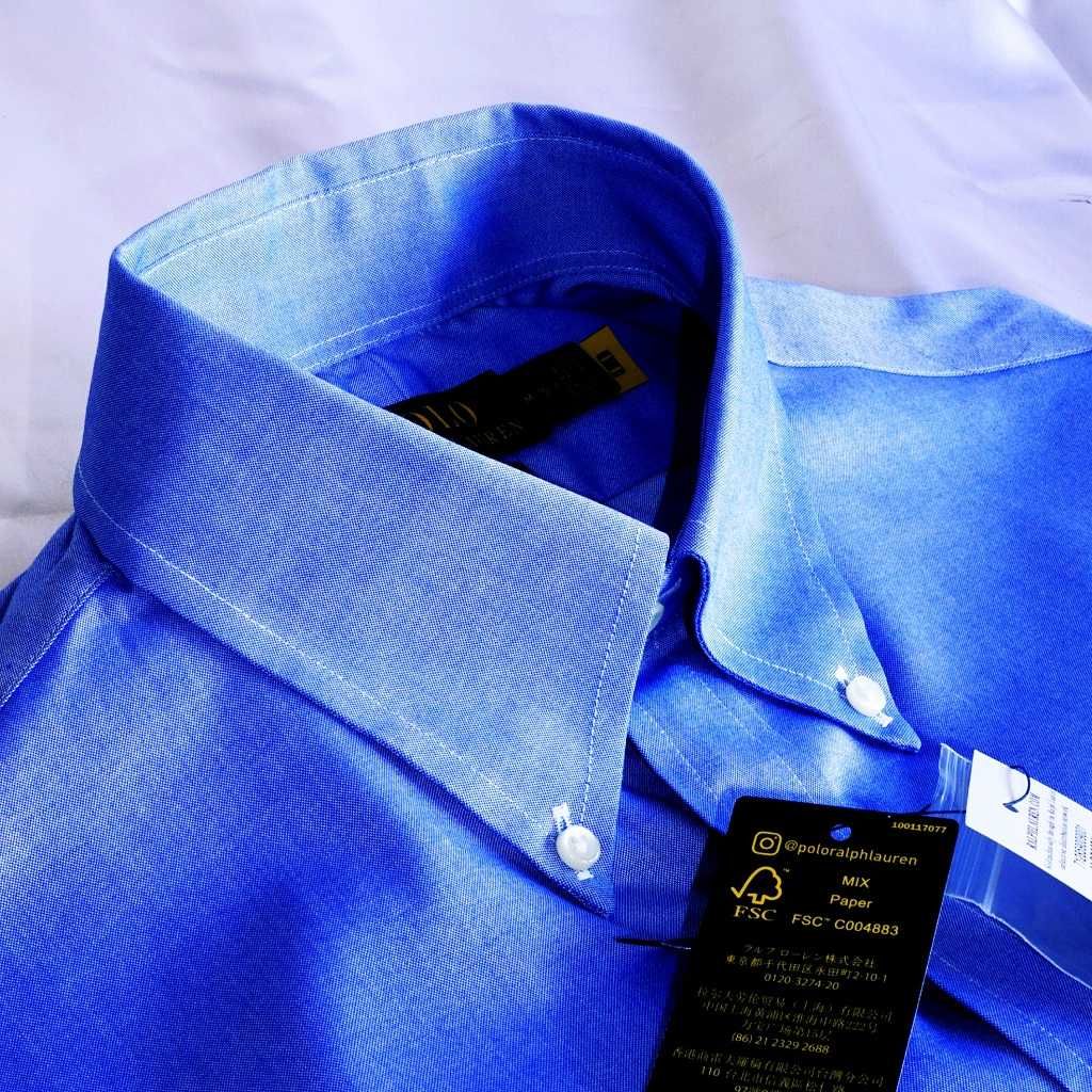 Koszula Polo Ralph Lauren L 42 Imperial semi-shiny stretch niebieska