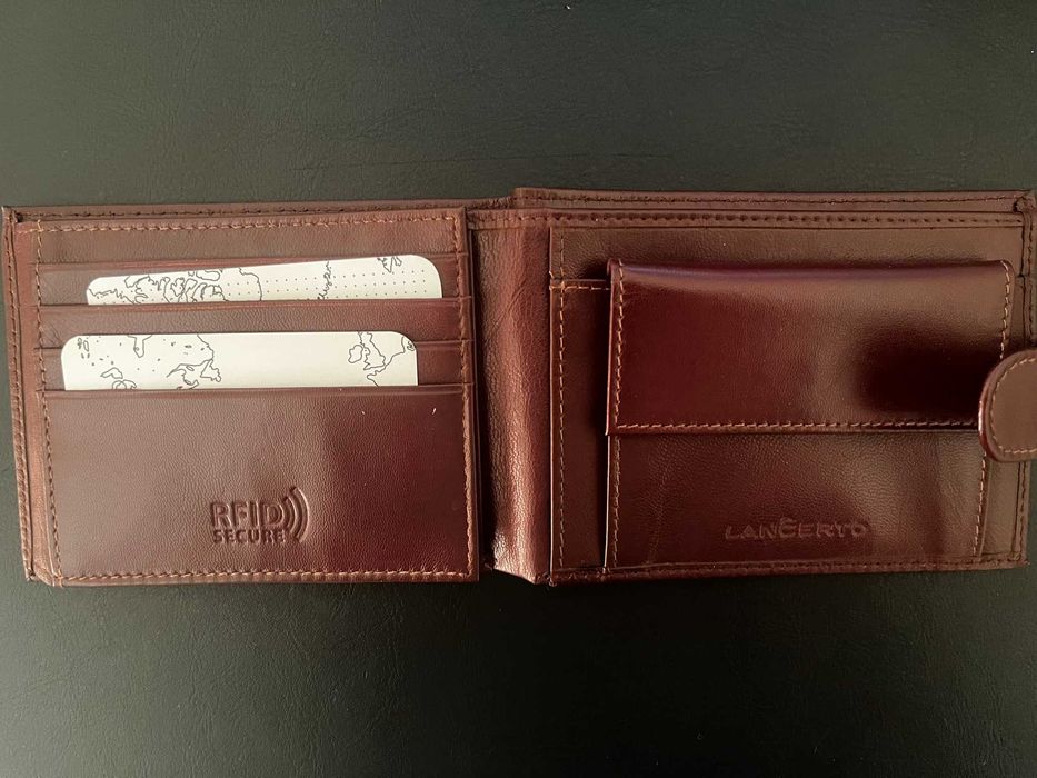 Portfel Męski Skórzany Bordowy RFID