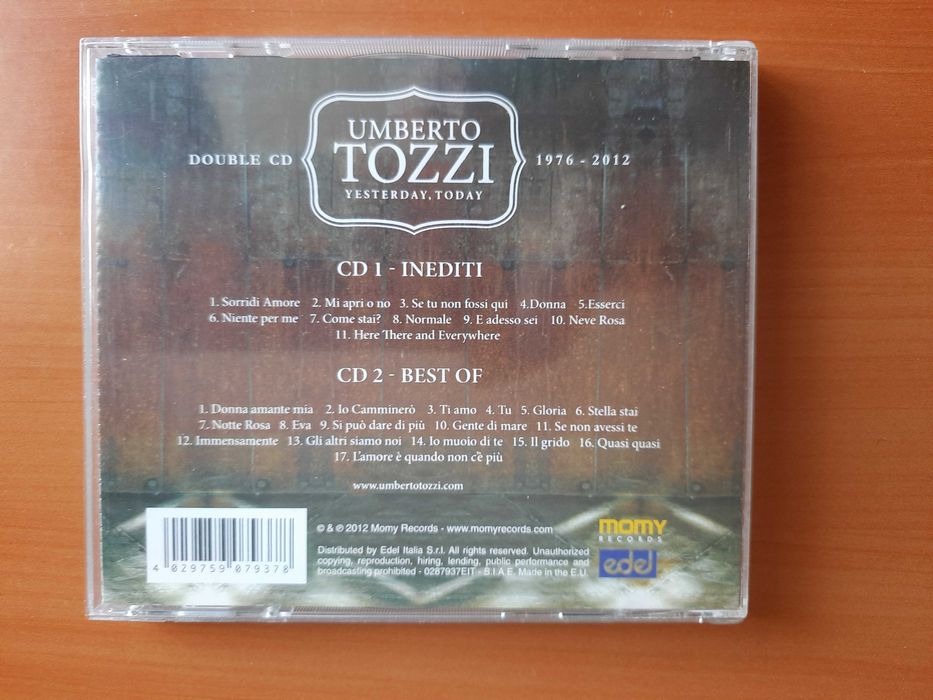 Компакт диск 2CD Umberto Tozzi – Yesterday, Today - 1976-2012