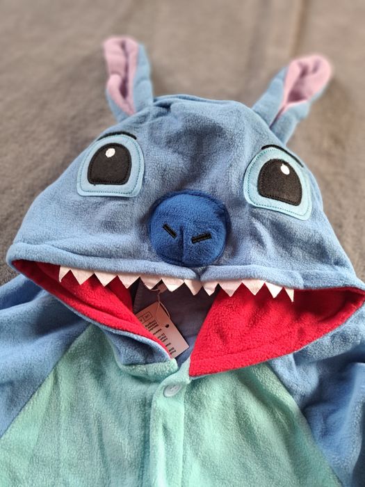Polarowy kombinezon/pizama/przebranie kaptur kieszenie Stich roz.XL