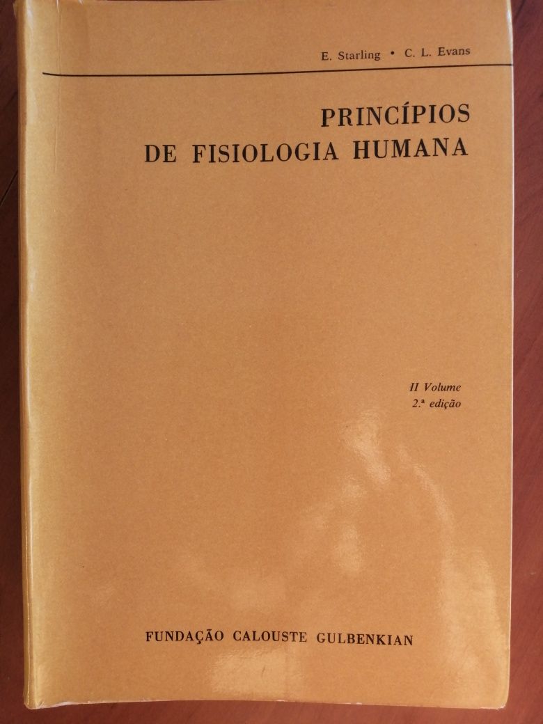 Principios da Fisiologia Humana 2 livros edição Calouste Gulbenkian