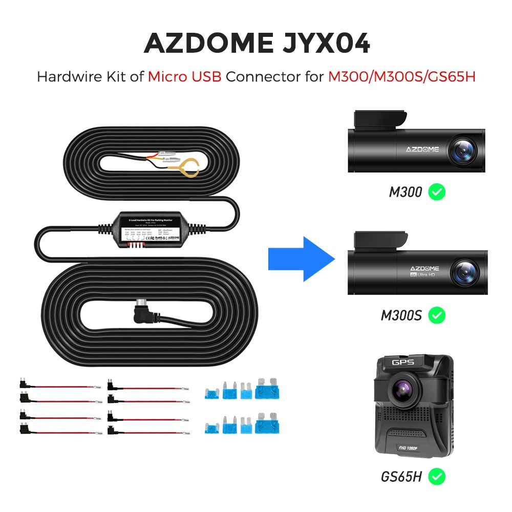 Azdome hardwire kit JYX04 para dash cam vigilância 24h NOVO