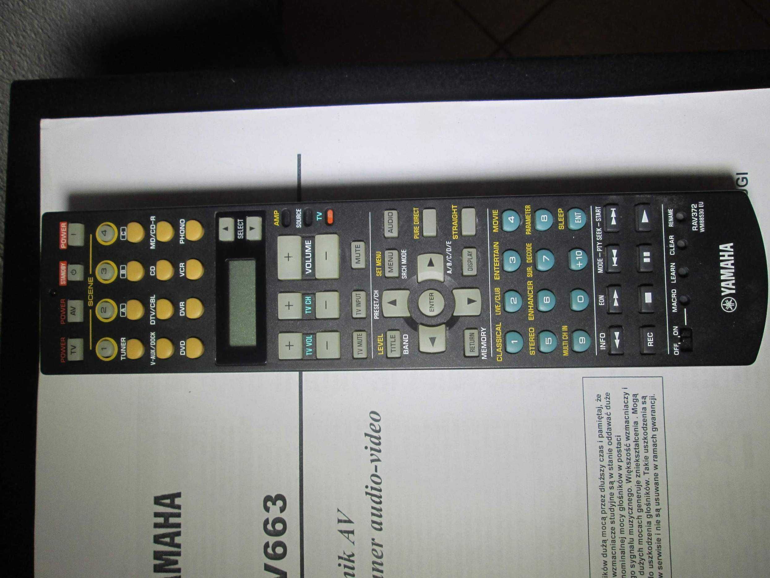 YAMAHA RX-V663 amplituner kino domowe 7.1 komplet, pilot - STAN!